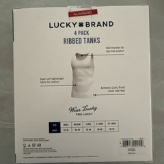 Lucky Brand 4 Pack Ribbed Tanks Large White Super Soft Lightweight New