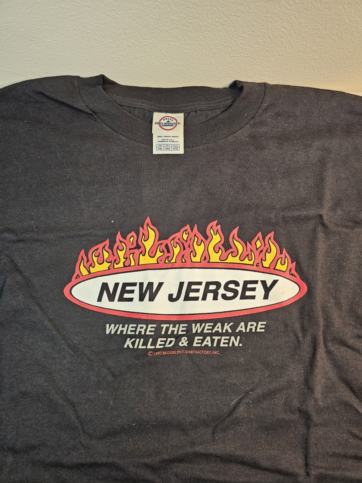 Vintage Delta Pro Weight New Jersey Funny T-Shirt Faded Black Size XL gallery