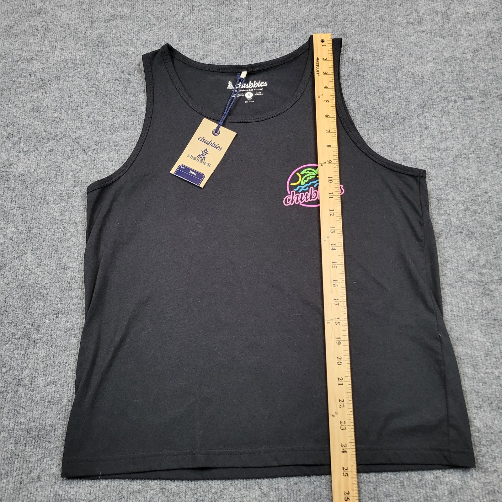 Chubbies Shirt Mens Small Black Neon Dream Tank Top Tropical Beach Graphic Tee gallery