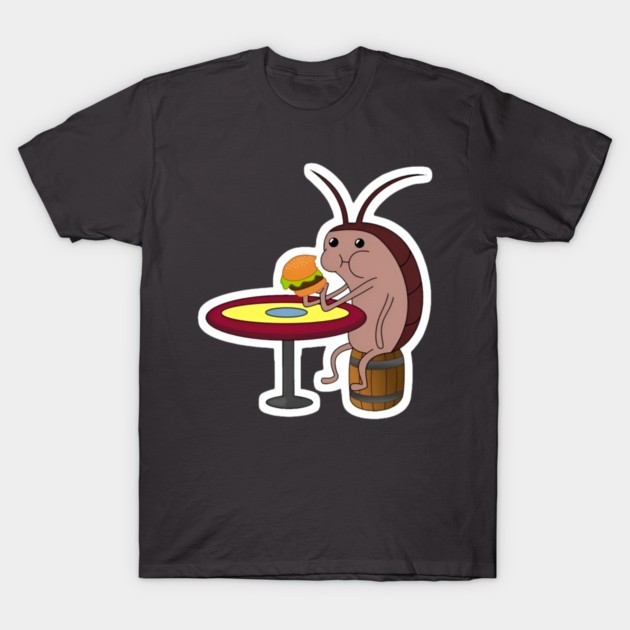 cockroach Spongebob Square pants eating burger memeCartoon T-Shirt S-5XL