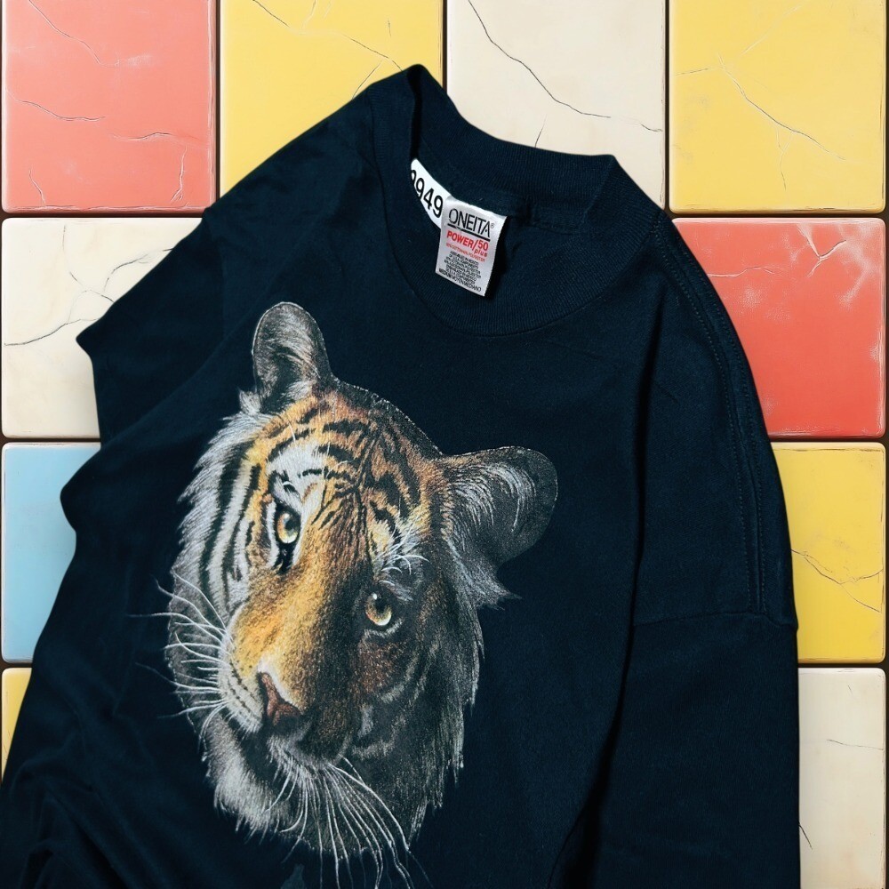 Vintage 90S Bob Harrison Tiger Shirt 90s Men M Black The Wild side Graphic Tee gallery