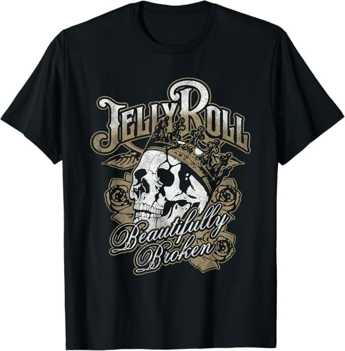 JELLY ROLL Men’s 5XL Beautifully Broken T-Shirt Gold Skull NEW In Plastic
