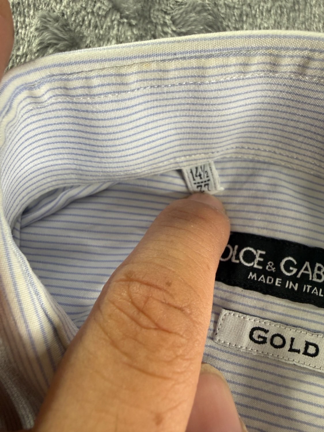 Dolce & Gabbana Gold Men's Dress Shirt 14.5 37 Light Blue Pinstripe Made gallery