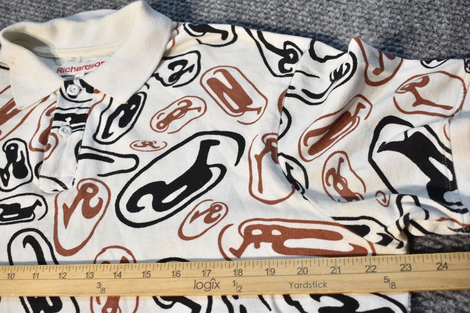 Richardson Abstract Polo White Black Brown S/S | Size XL | Streetwear USA gallery