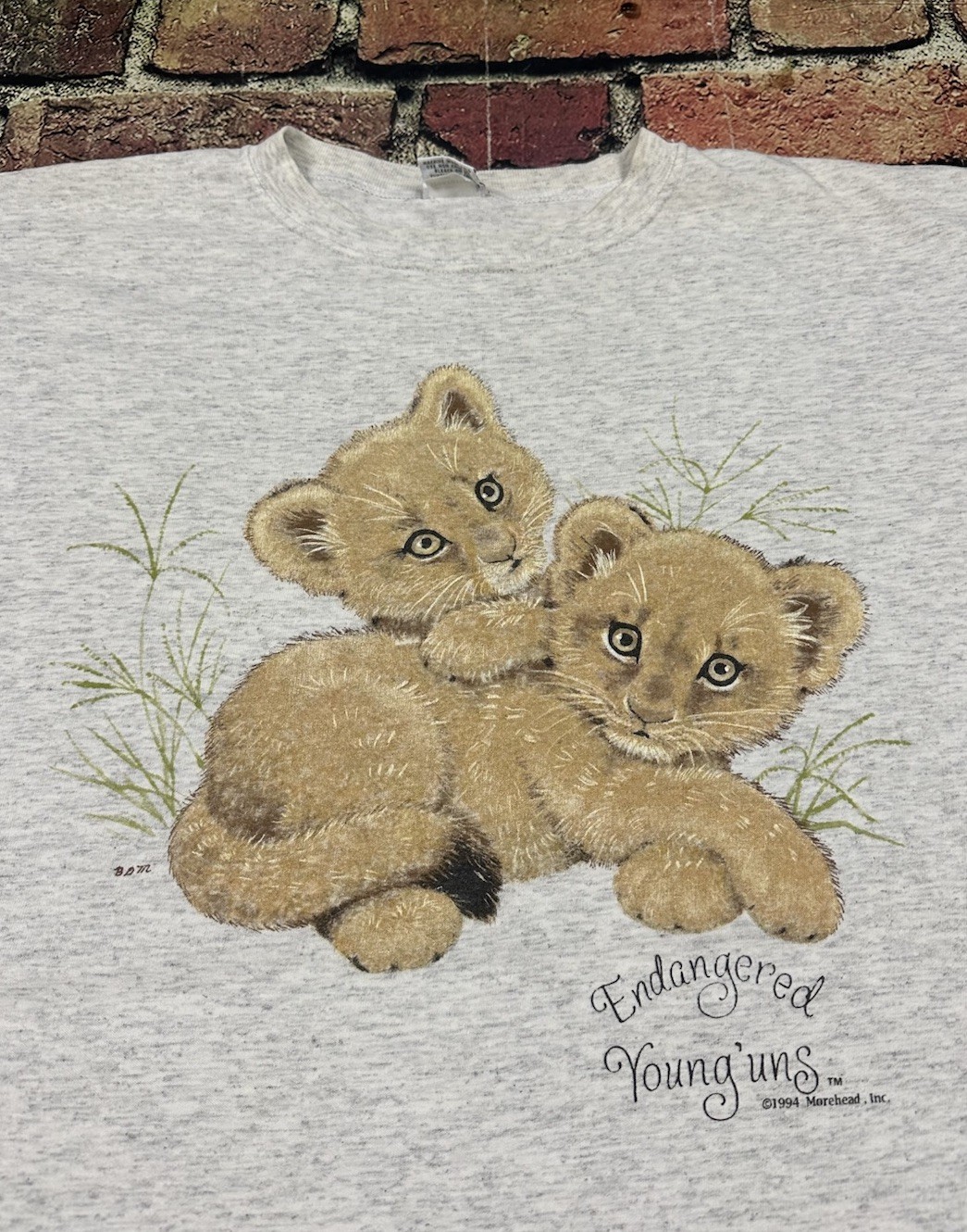Vintage Endangered Young’uns Lion Cubs Nature Art T-Shirt Osfa 1994 90s Animal gallery