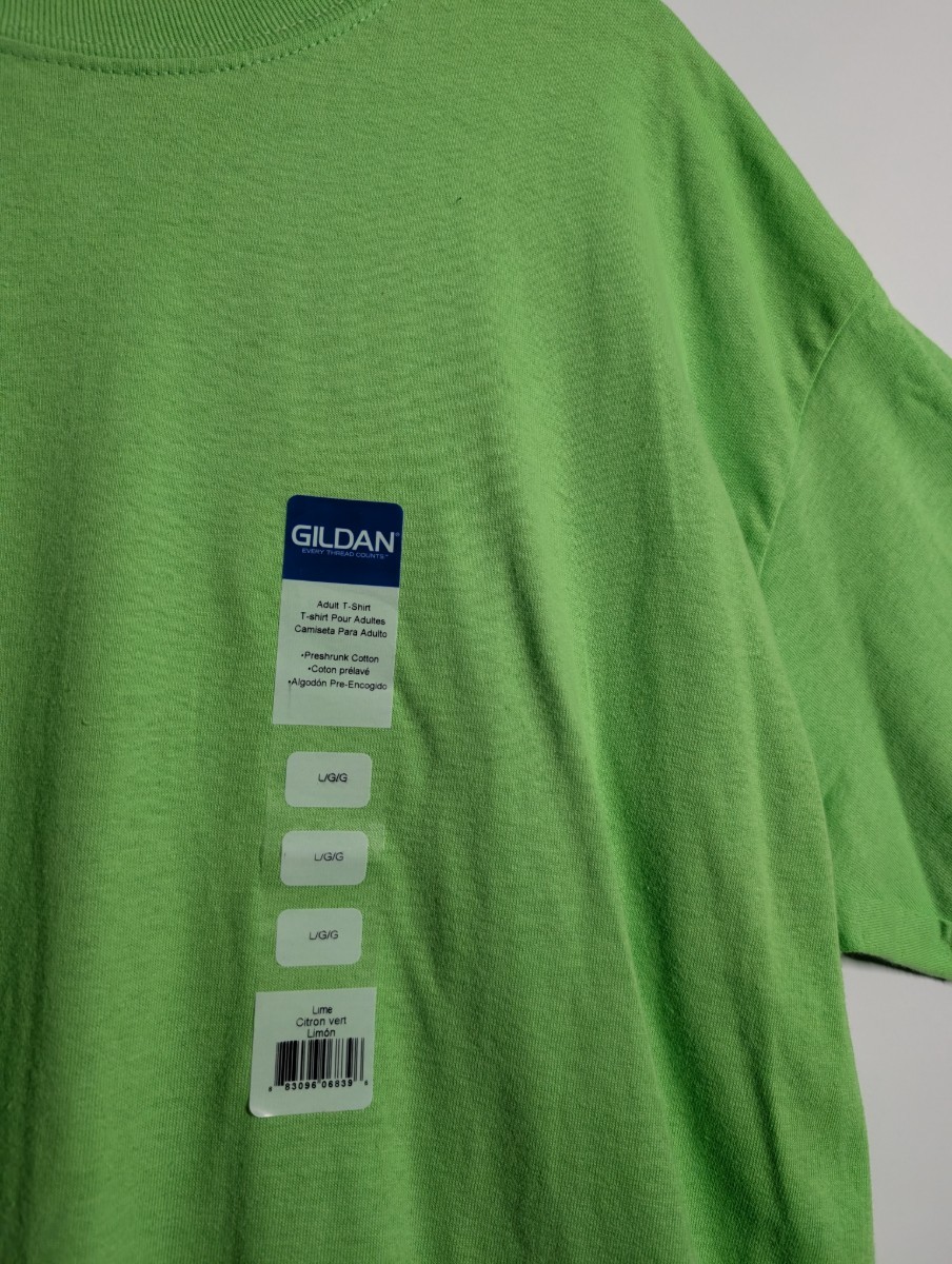Gildan Mens T Shirt Lime Green Size LG 100% Cotton Regular Fit Short Sleeve Tee gallery