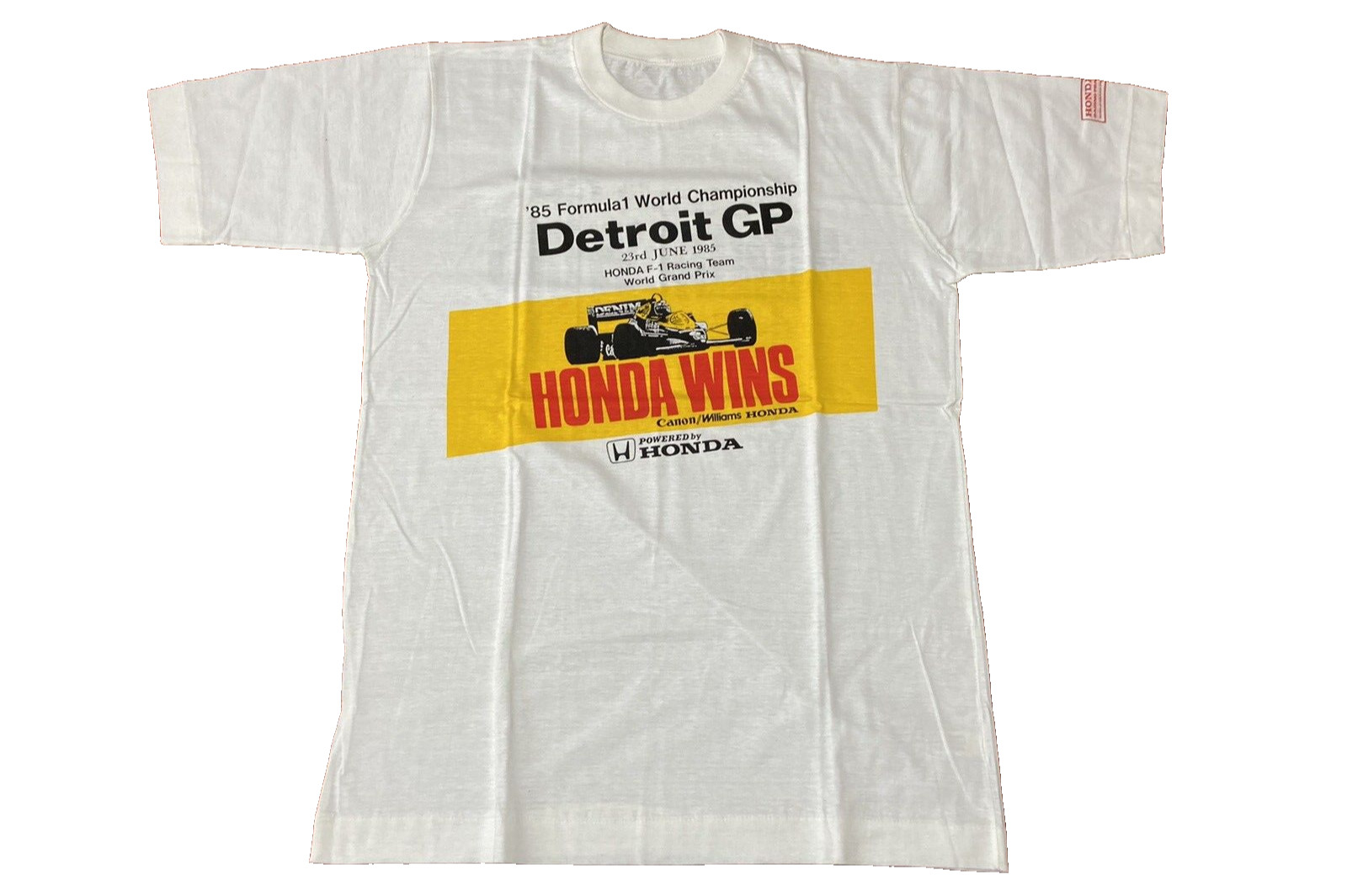 Canon Williams Honda Formula 1 Detroit Grand Prix Tee T Shirt One Size Vtg 1985