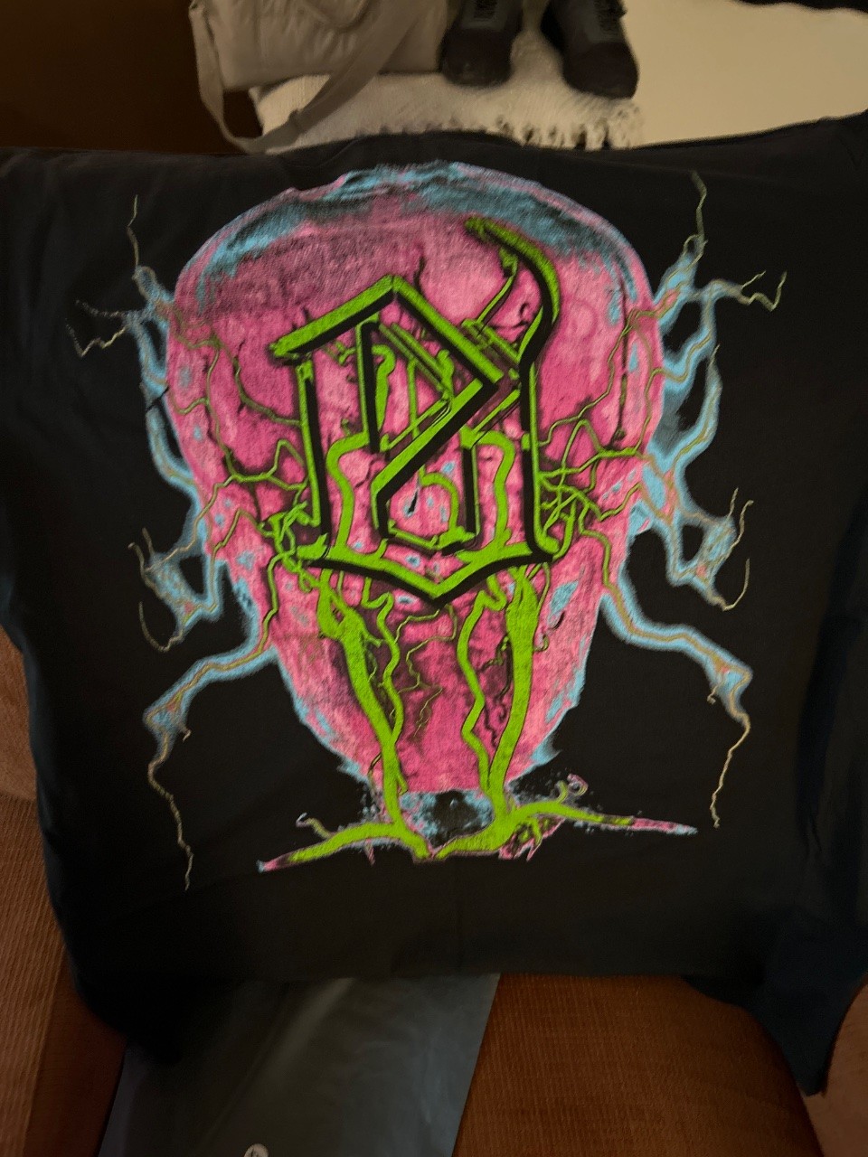 Evil Vice Lightning Skull Tee Black/Pink/Green/Blue Multi-Color Size 2X gallery