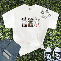 Easter Bunny Flower Tee Unisex Colorful T-Shirt Women, Men Graphic Easter Tee