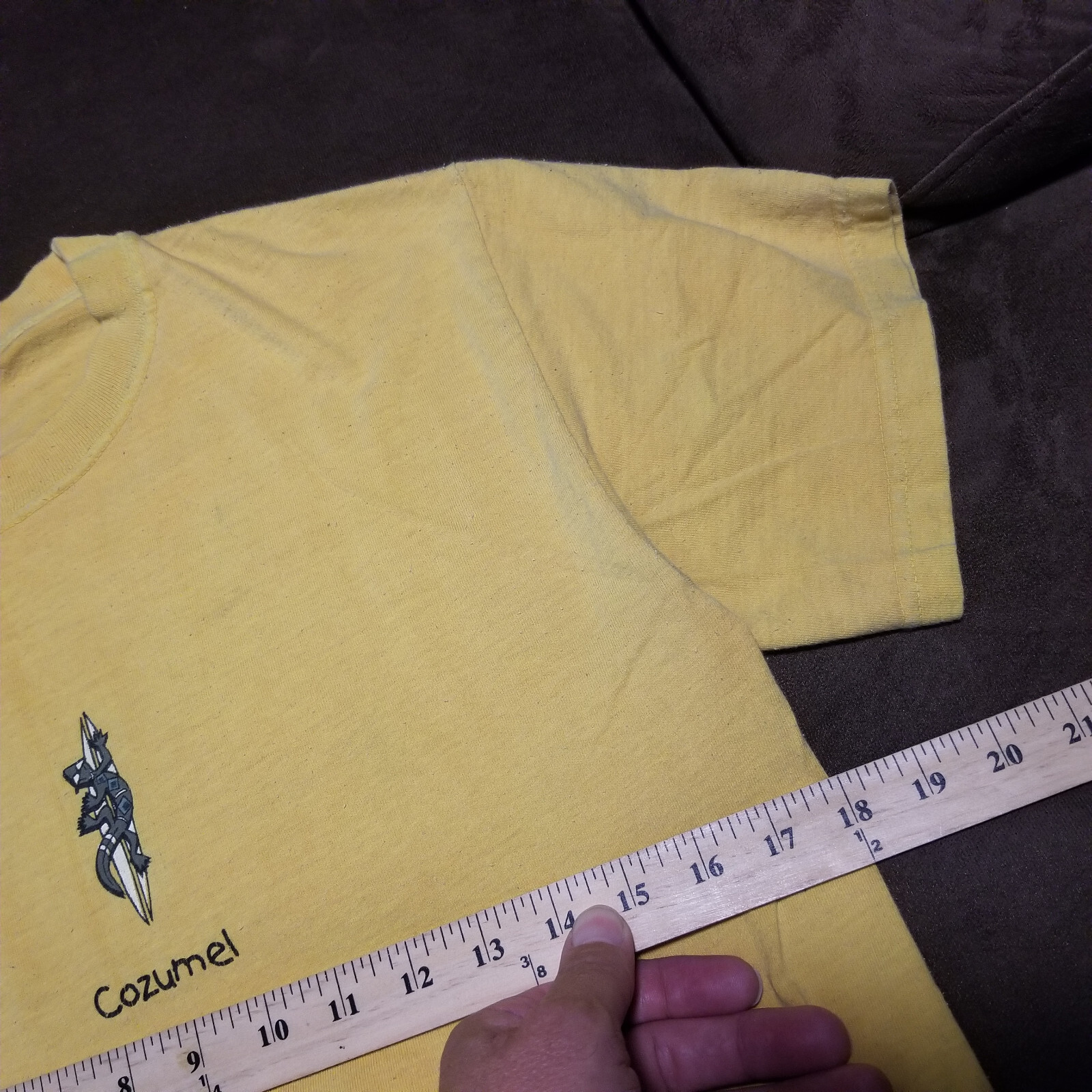 VTG PIRANA JOES T-SHIRT COZUMEL 03 UNIQUE TAG FISH HANGTAG GARMENT DYE SMALL gallery