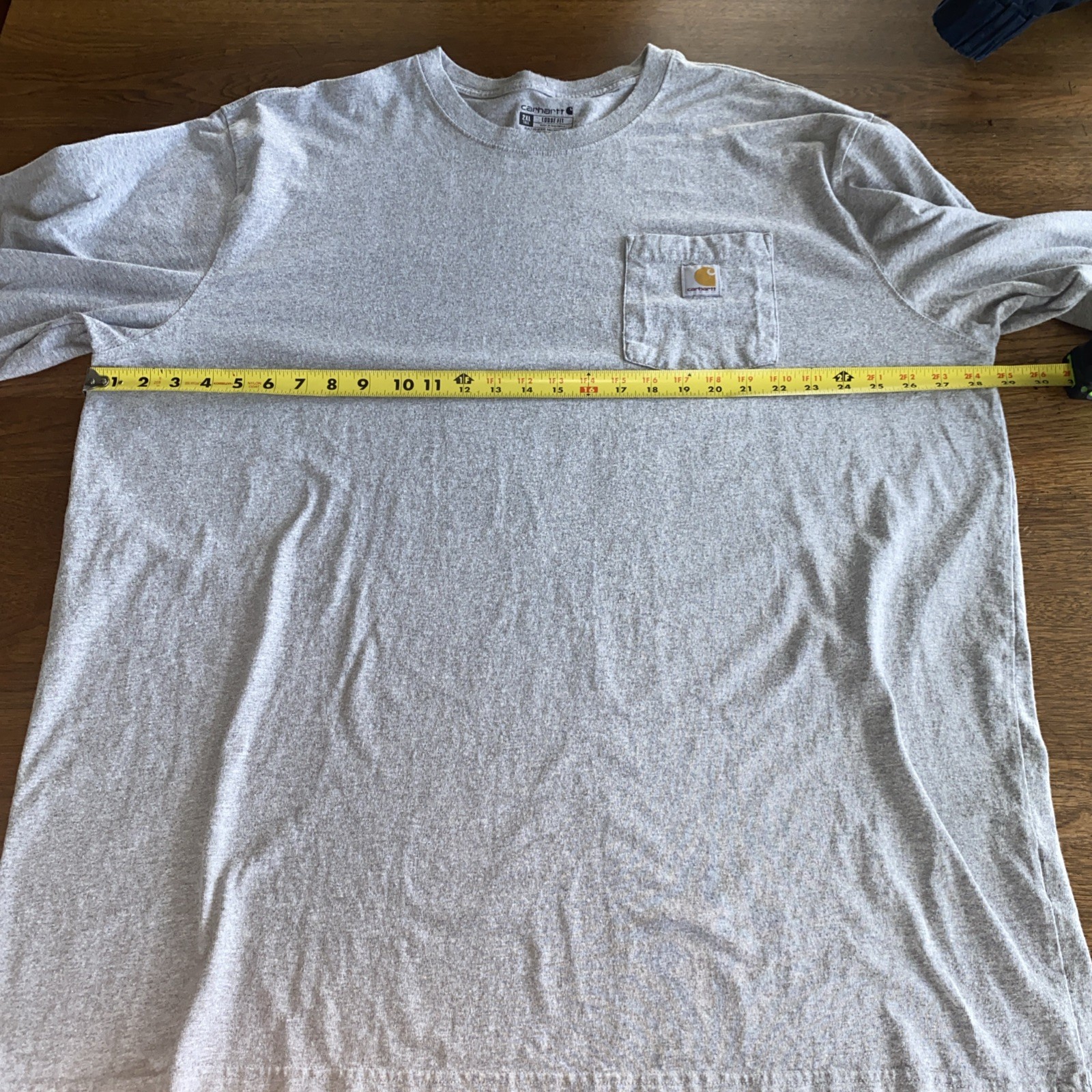 CARHARTT Shirt Mens 2XL XXL Gray Gold WORK WEAR Long Sleeve Pocket Tee Dog EUC gallery