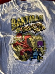 The Simpsons BARTMAN And RADIOACTIVE MAN Graphic T-Shirt Bart & Homer • Large