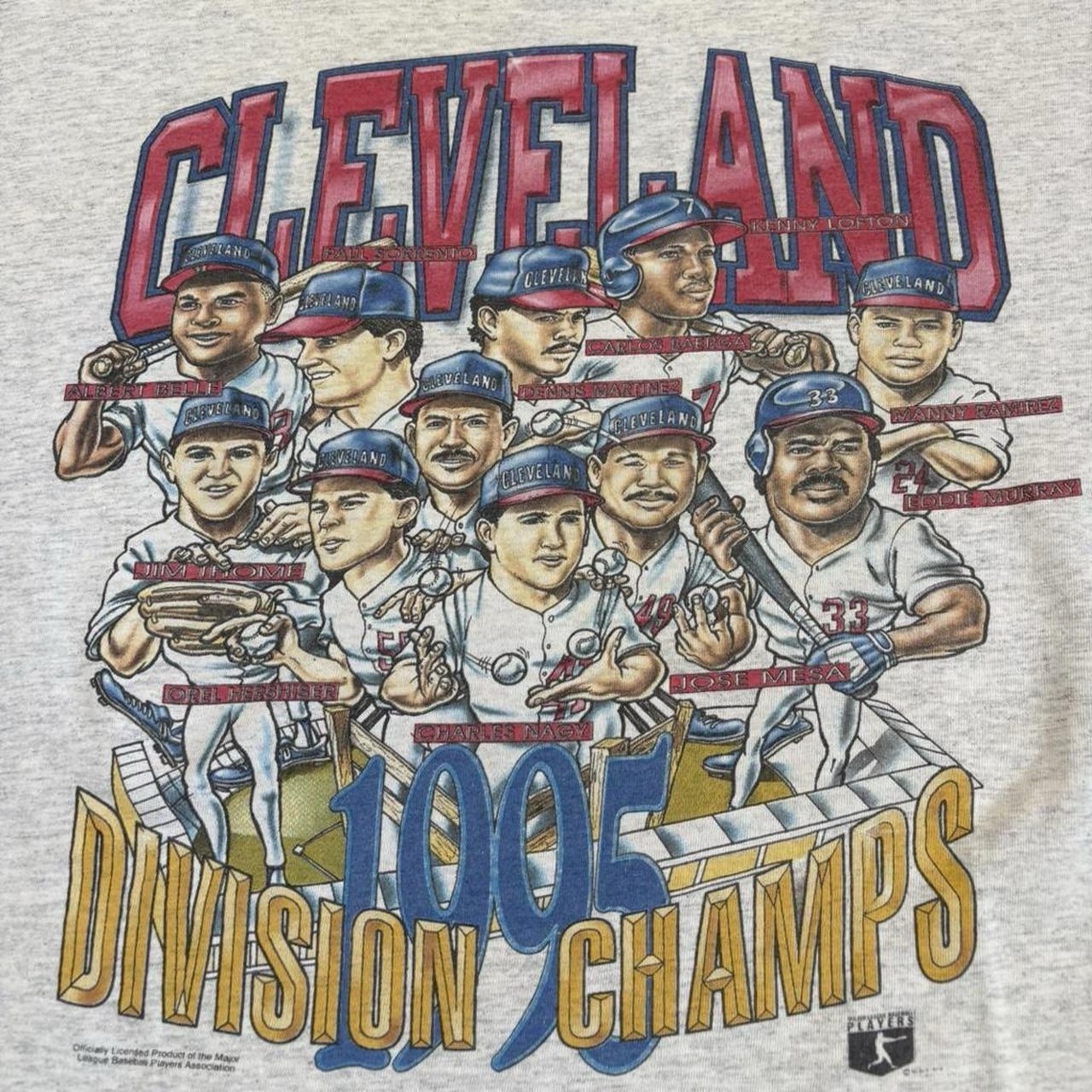 Vintage 1995 Cleveland Indians Division Champs Caricature Shirt Xplosion XL USA gallery