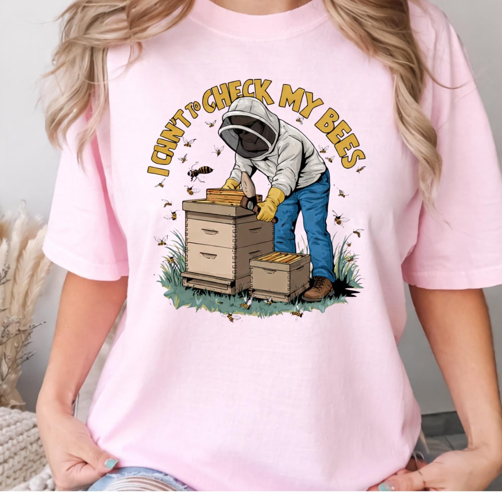 I Can't Check My Bees Shirt Comfort Colors, Funny Beekeeper Gift T-Shirt gallery