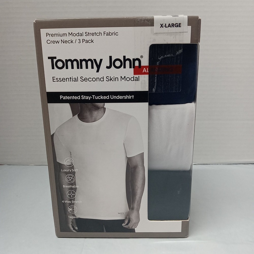 Tommy John Second Skin Crew Neck Undershirt Multicolors Men’s Size XL 3 Pack