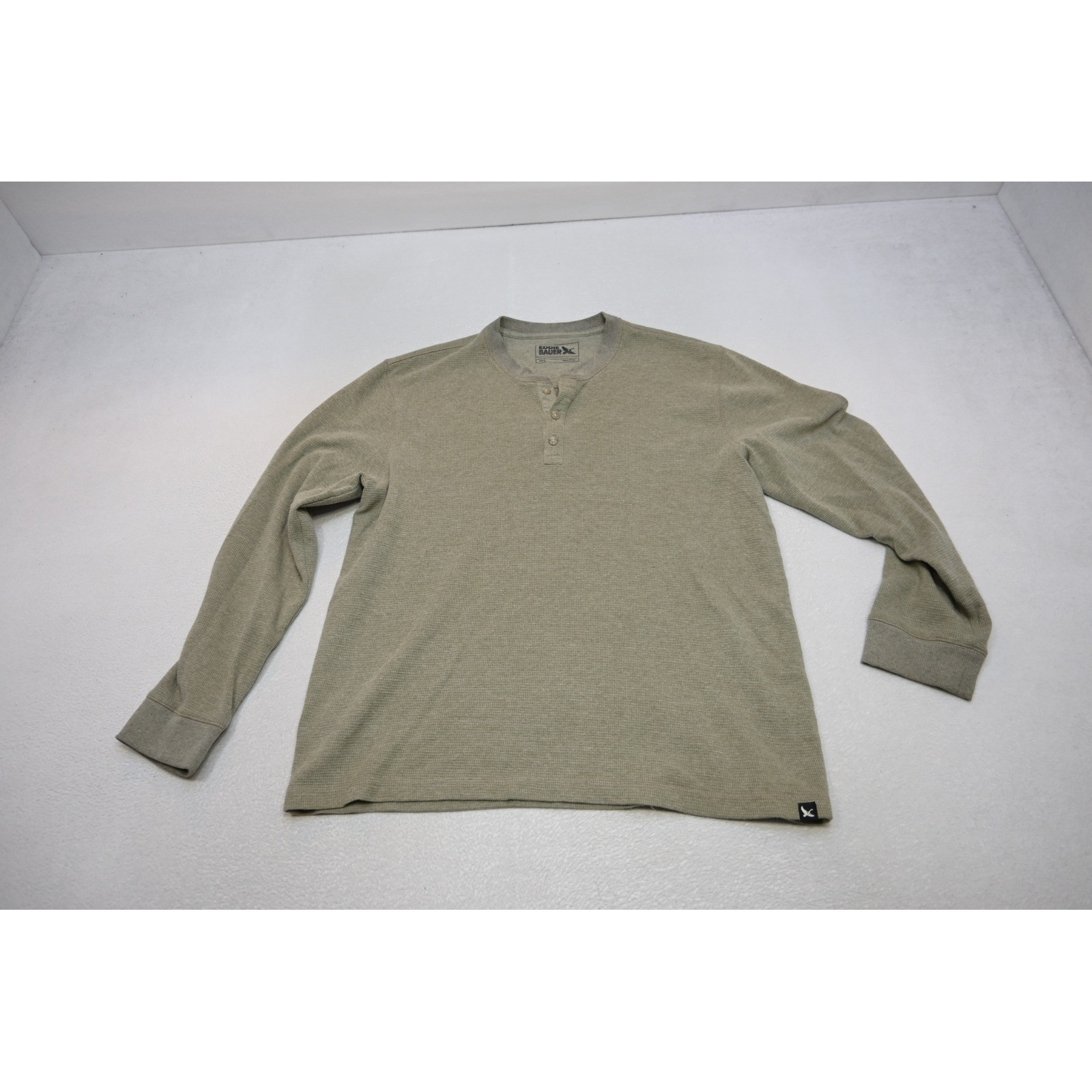 Eddie Bauer Thermal Henley Shirt Mens Large Olive Green Long Sleeve Excellent gallery