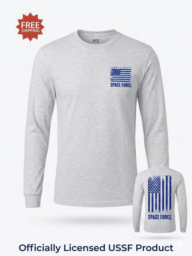 United States Space Force USSF “ALWAYS ABOVE” Ash Gray Long Sleeve T-Shirt -Sz L