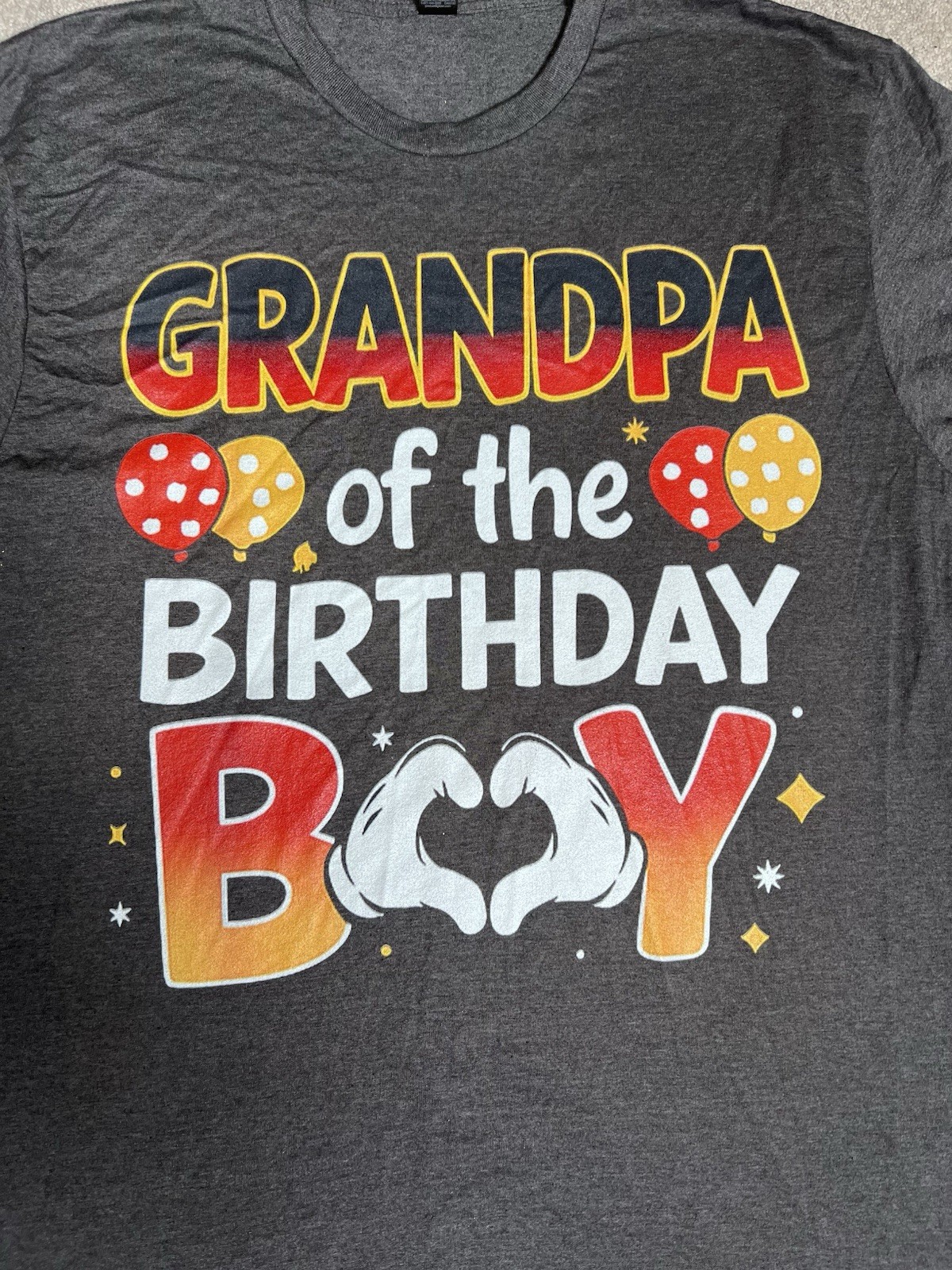 Gildan Lg Grandpa of the Birthday Boy Graphic Short Sleeve T-Shirt Charcoal Gray gallery