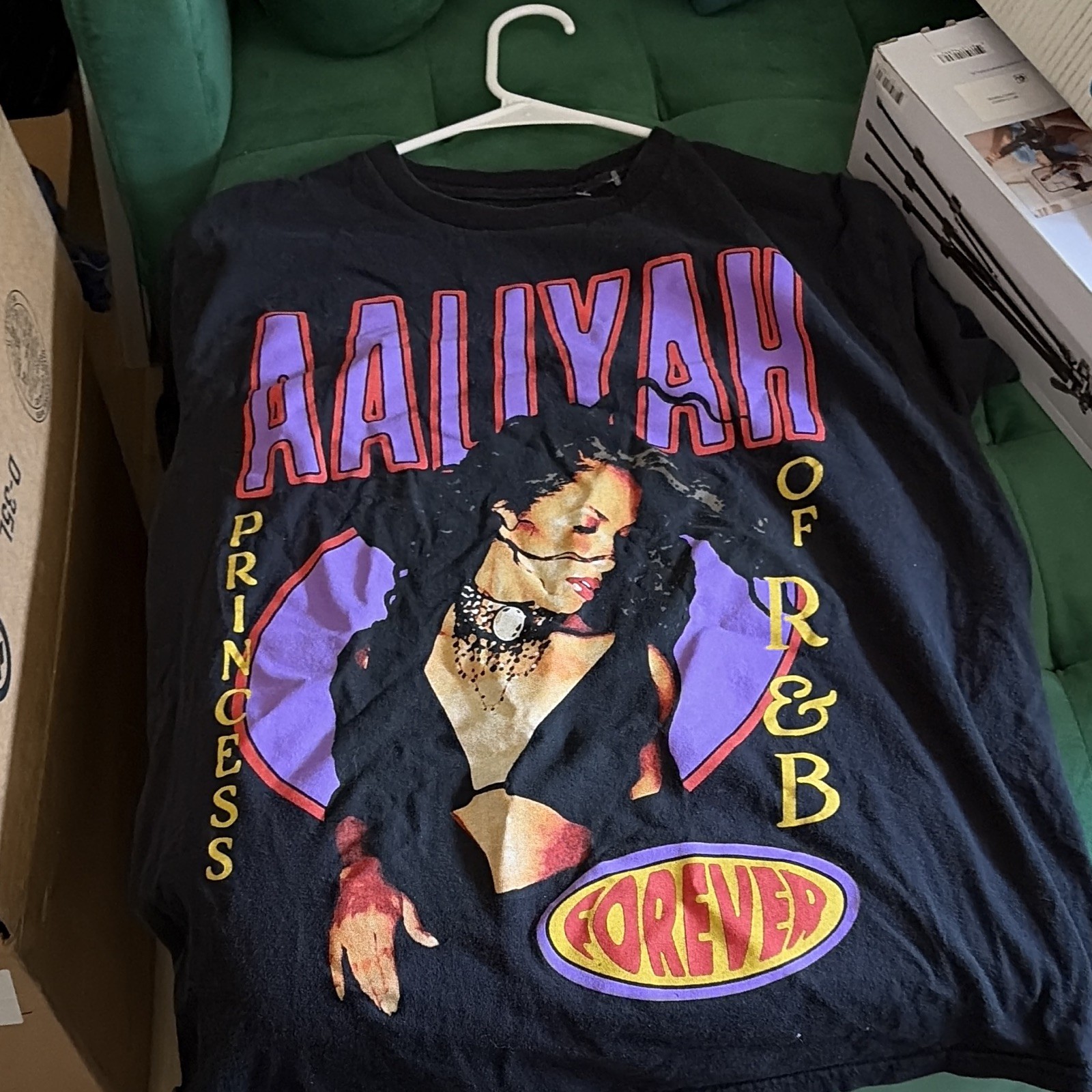 Ripple Junction Aaliyah Princess of R&B Forever Black Graphic T-Shirt Men L