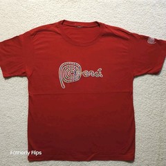 Marca Peru Embroidered T Shirt Mens Size Medium/large Peru Colors Red Swirl