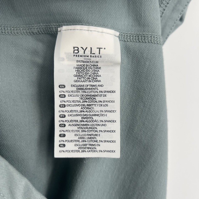 BYLT Premium Basics Signature Tee Mens Large Sage Green Curved Hem T-Shirt gallery