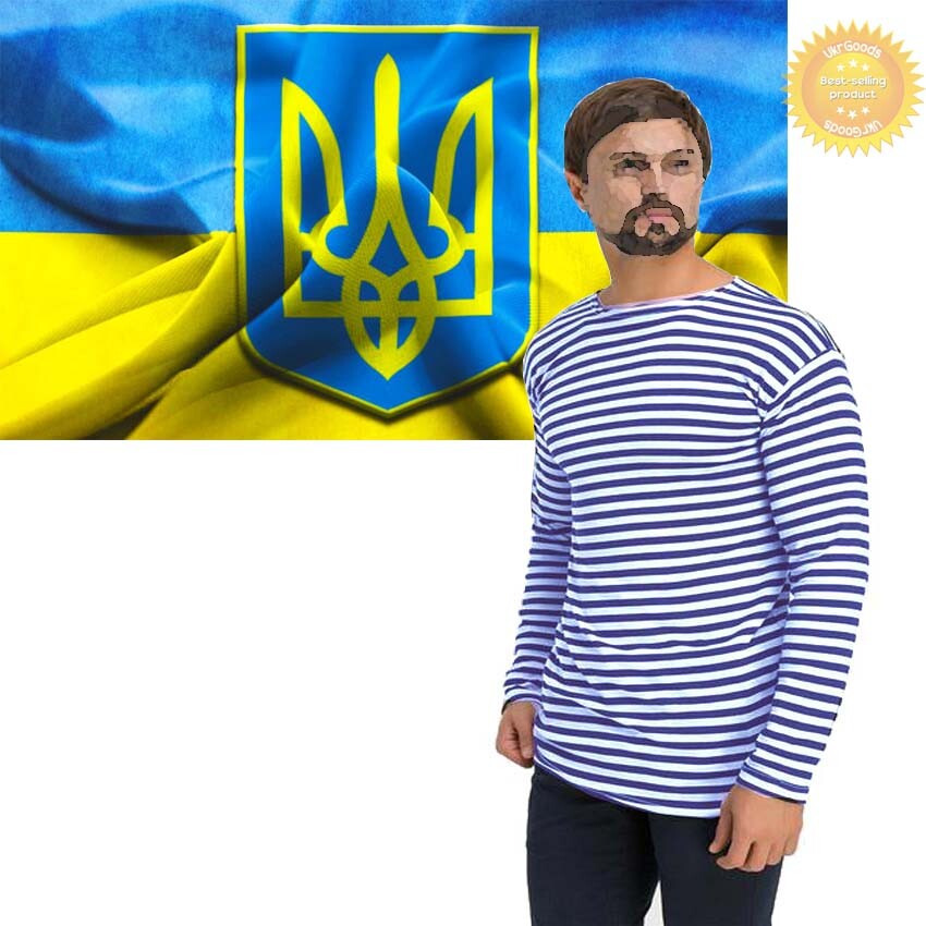 SkyBlue LongSleeve Ukrainian USSR Paratrooper Telnyashka Military Striped Cotton gallery