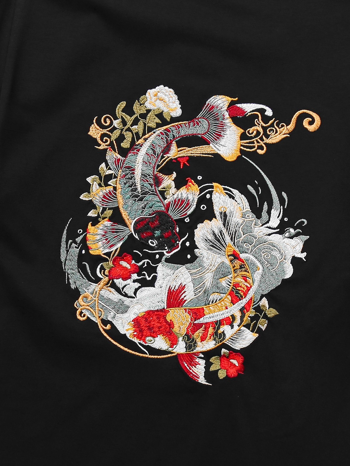 Niepce Japanese Streetwear Embroidery T-shirt Koi Graphic Tee for Men gallery
