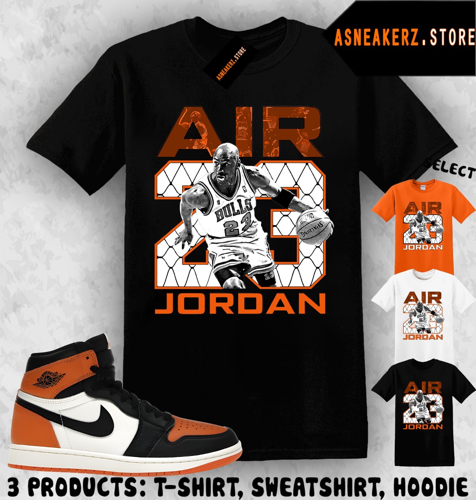 Shirt Matching AJ 1 High OG Shattered Backboard Match Sneaker Vintage Air MJ 23 gallery