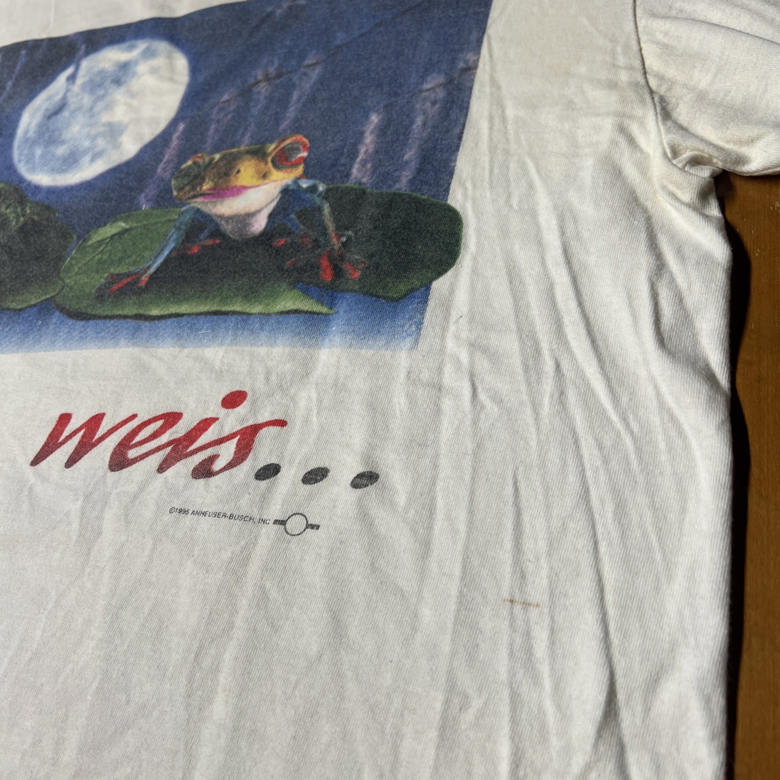 Vintage Budweiser Frogs XL T-Shirt Bud Weis Er Er Er Lovers Moon 1995 NOS gallery