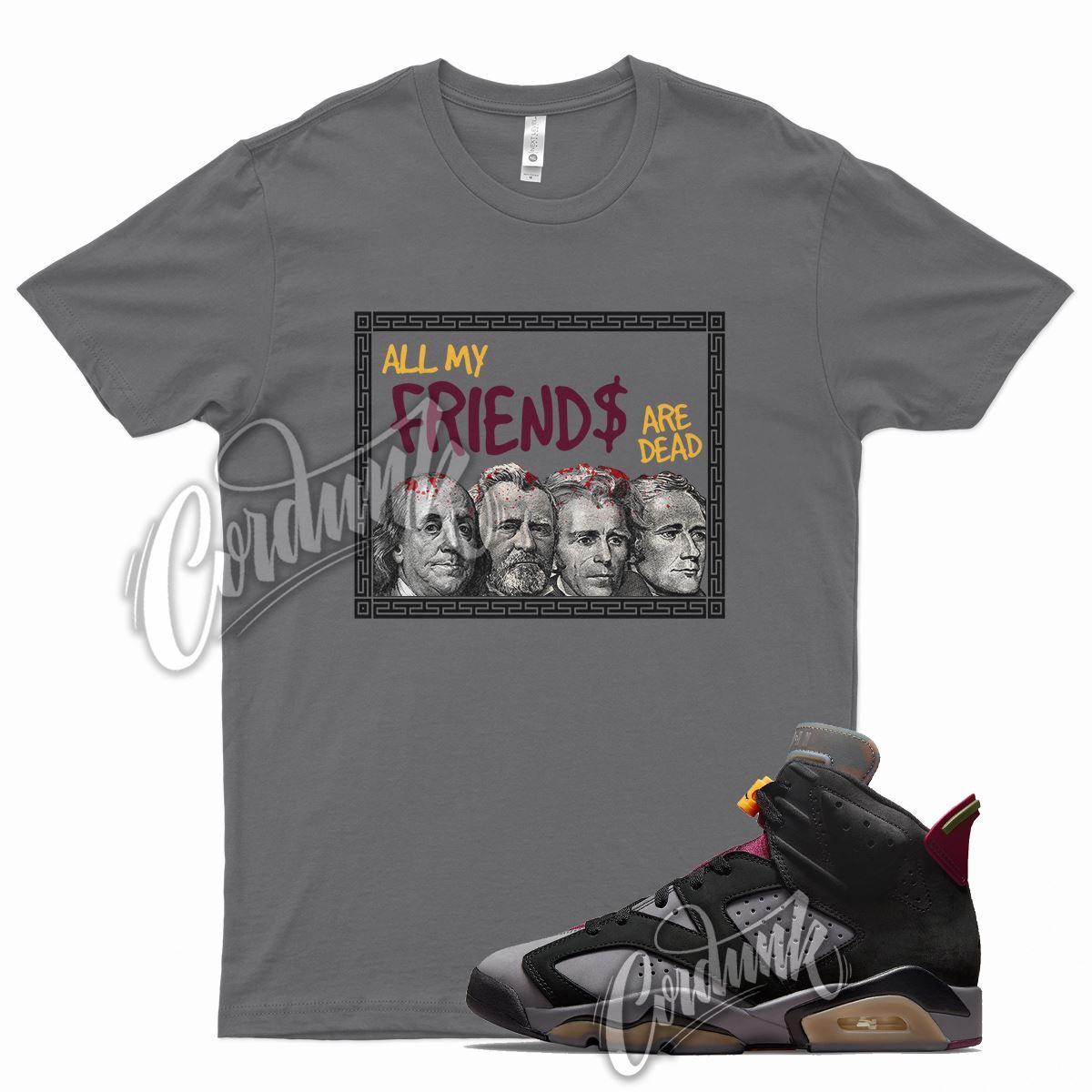 Grey FRIENDS Shirt for Air J1 6 Bordeaux Light Graphite Dark Maroon Charcoal gallery