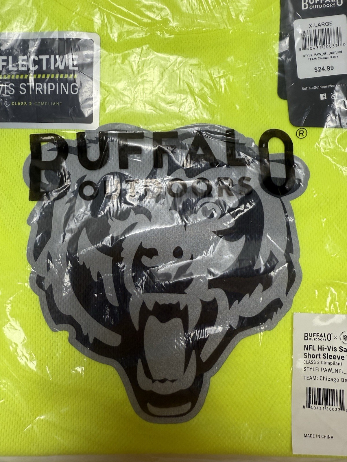 Chicago Bears Hi Vis Safety T Shirt ANSI Class 2 Buffalo Outdoors XL NWT NFL gallery