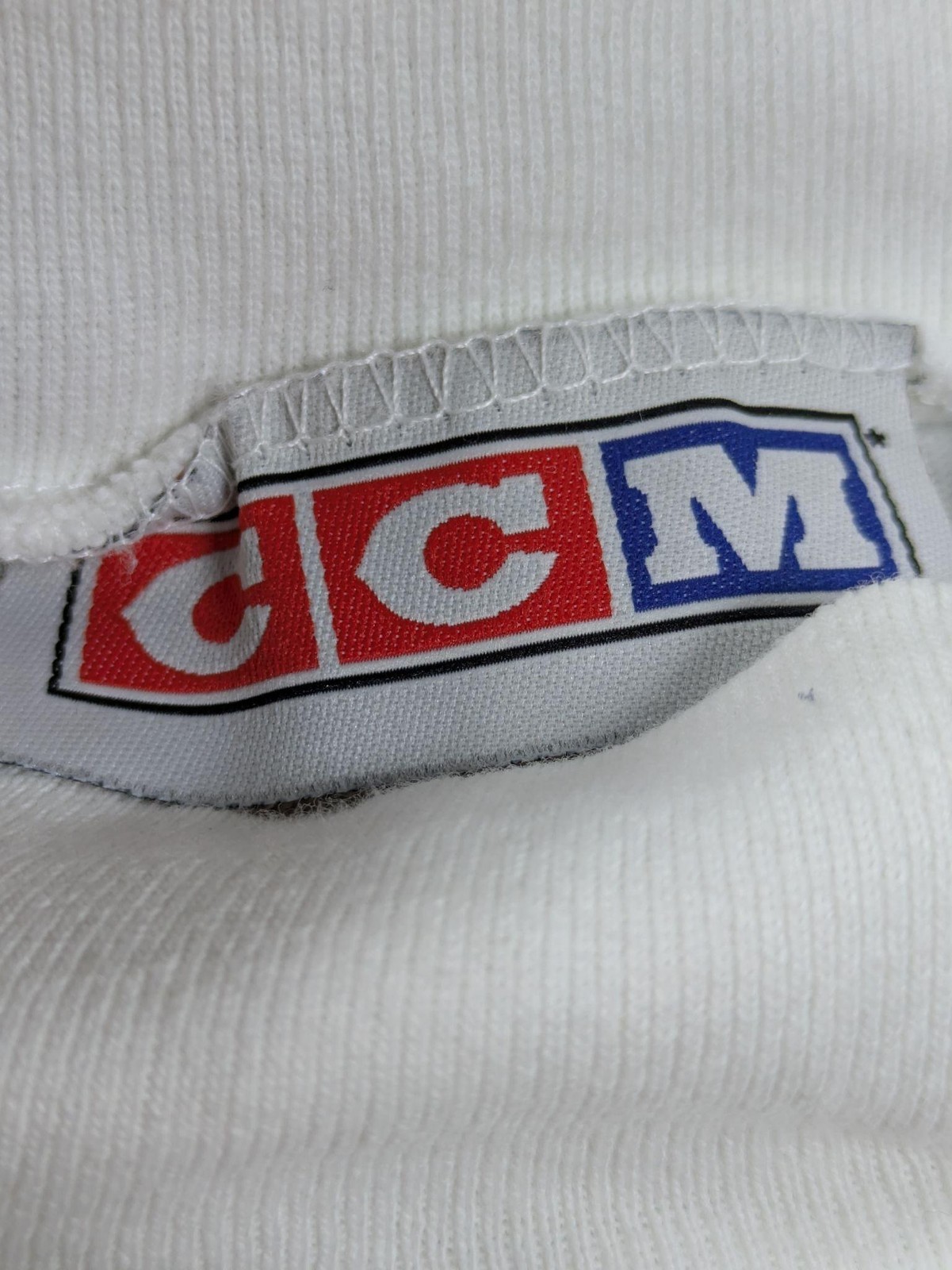 Vintage CCM Mock Neck Shirt Mens Lg White Long Sleeve Hockey Base Layer Made USA gallery