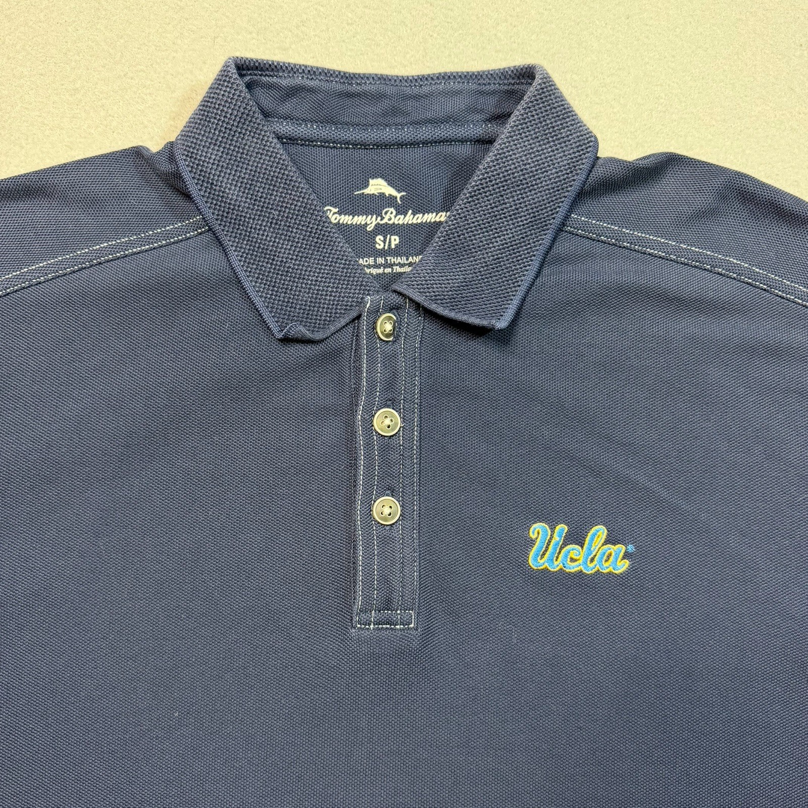 UCLA Tommy Bahama Blue & Gold Marlin Logo Polo Collegiate Series Shirt Small gallery