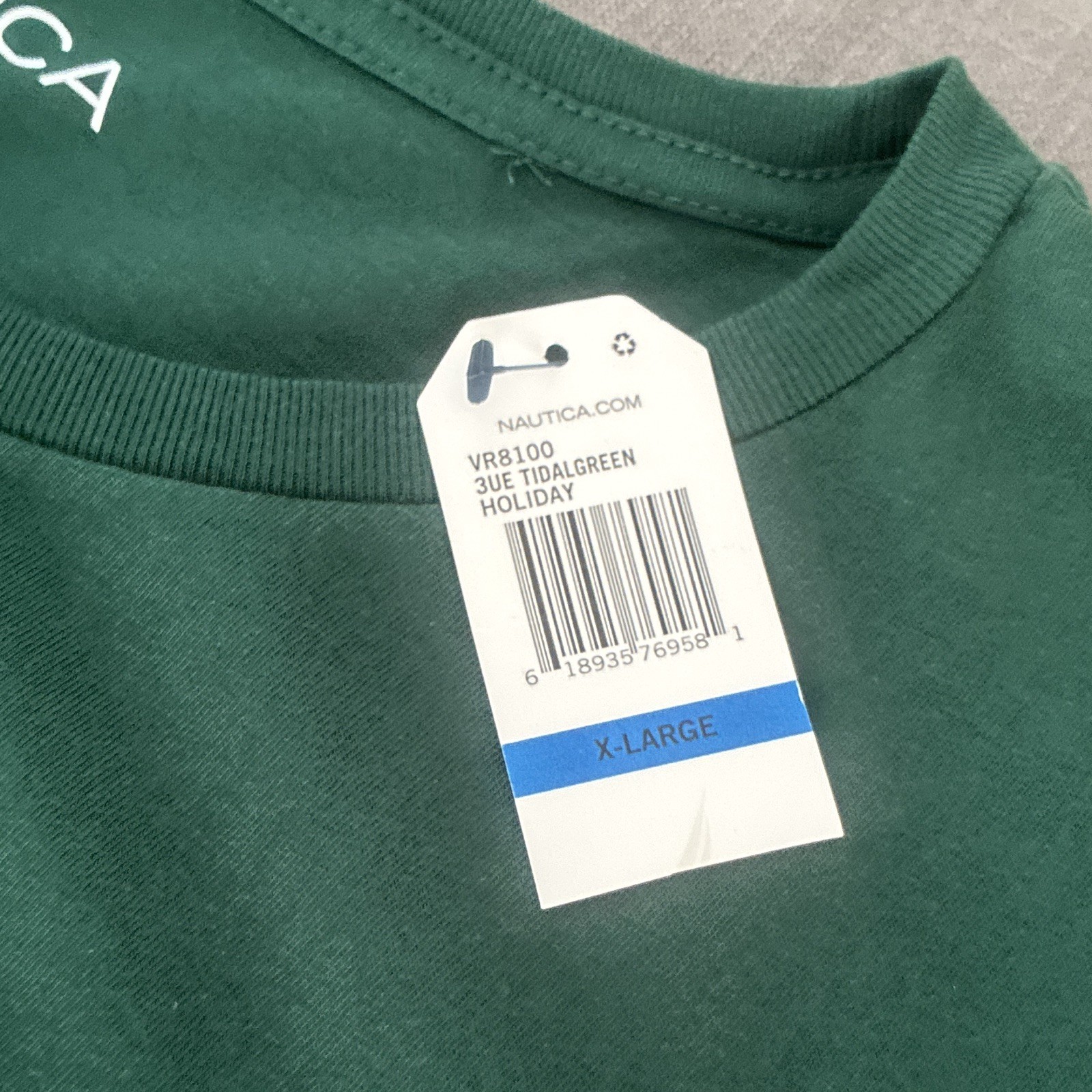 Nautica Men’s Green Crew Neck Short Sleeve Cotton Knit Solid Logo T-Shirt XL gallery