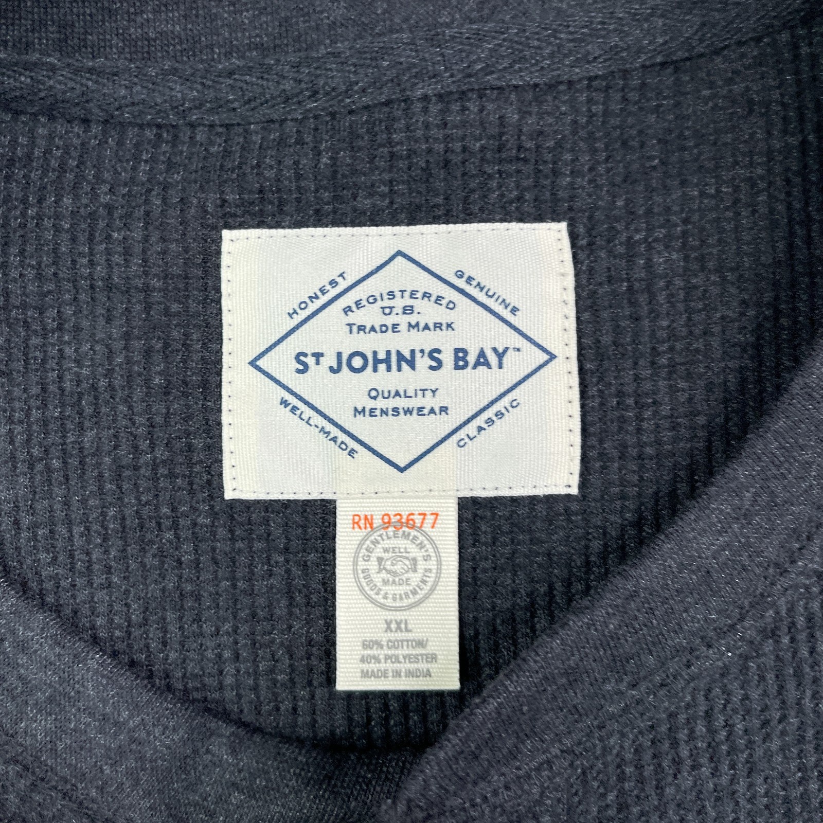 NEW St Johns Bay Shirt Mens 2XL XXL Grey Legacy Waffle Henley Thermal NWT gallery