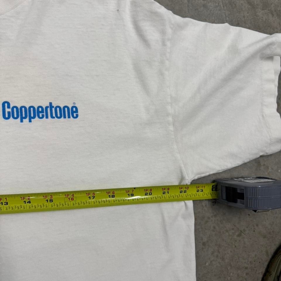 Vintage 90s Coppertone Sunscreen T-shirt Beach Surf Surfing White Mens XL gallery