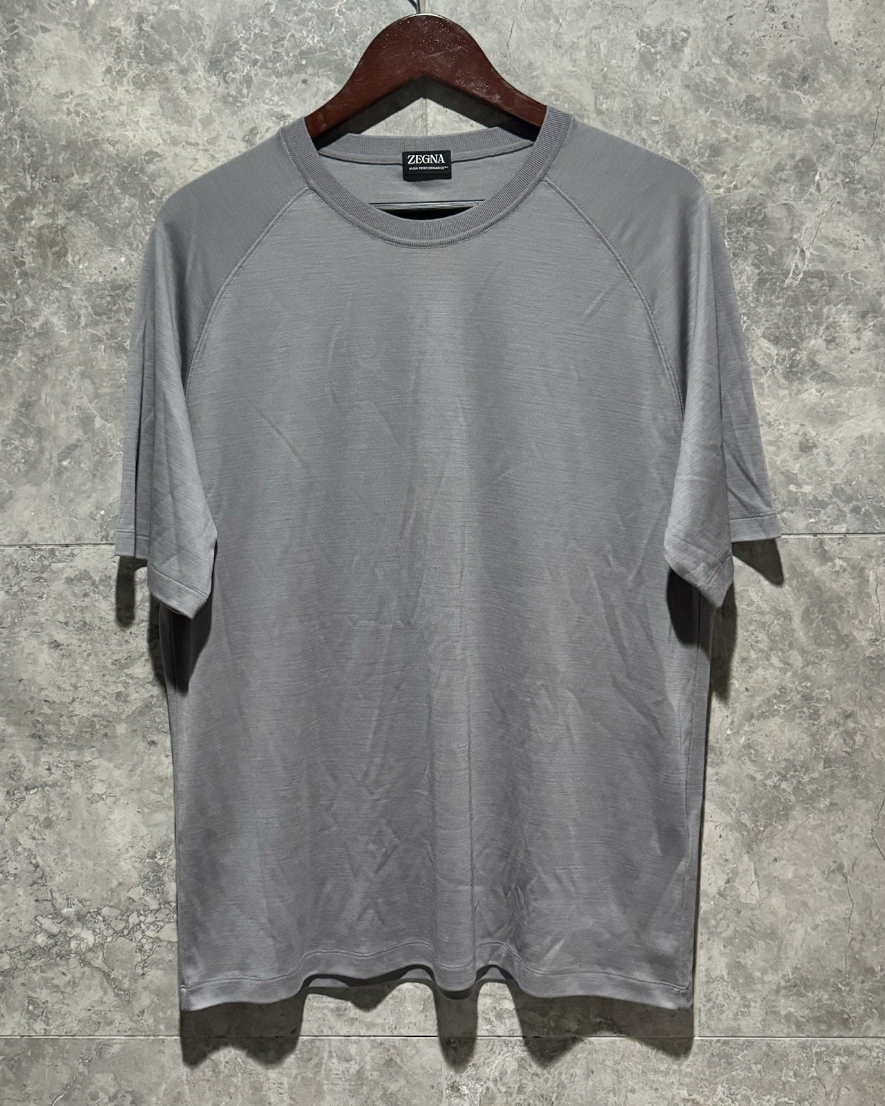 ZEGNA Men’s ‘High Performance’ Wool T-Shirt Light Grey Size XXL / 2XL $920+ NEW gallery