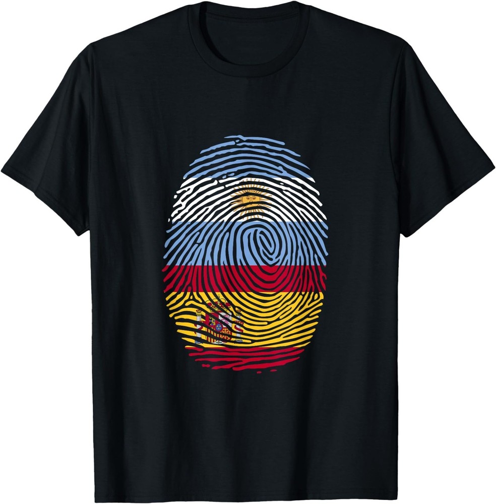 Spain & Argentina Fingerprint Half Spanish Argentinian Roots T-Shirt