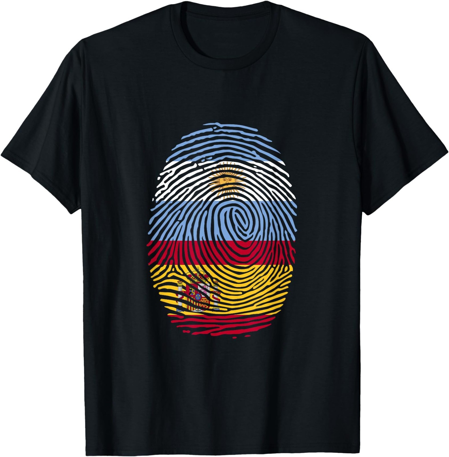 Spain & Argentina Fingerprint Half Spanish Argentinian Roots T-Shirt