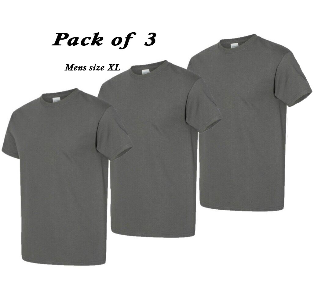Pack of 3 Gildan Men Heavy Cotton Plain Short Sleeves T-Shirt 5000 Size XL