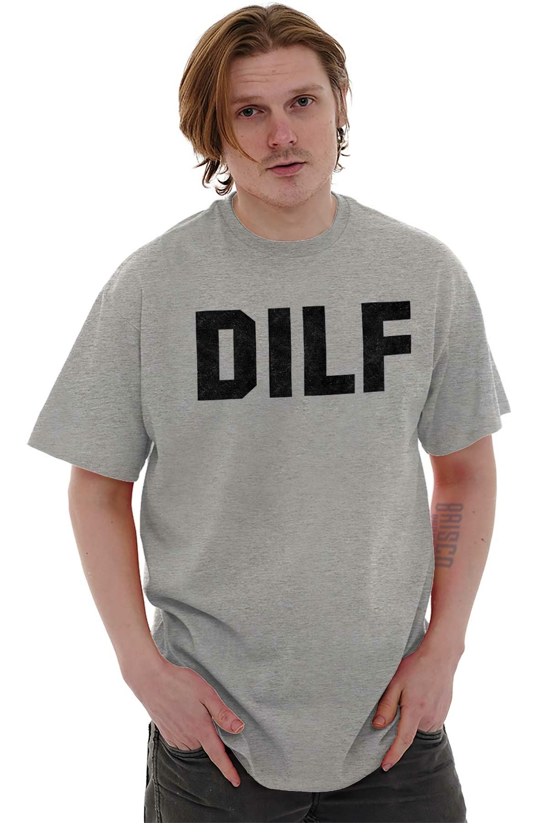 DILF Funny Crude Husband Graphic Novelty Mens Short Sleeve Crewneck Tee gallery