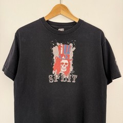 Vintage 90s Split Surf Skate Tee Shirt Skull Black Faded Medium Streetwear