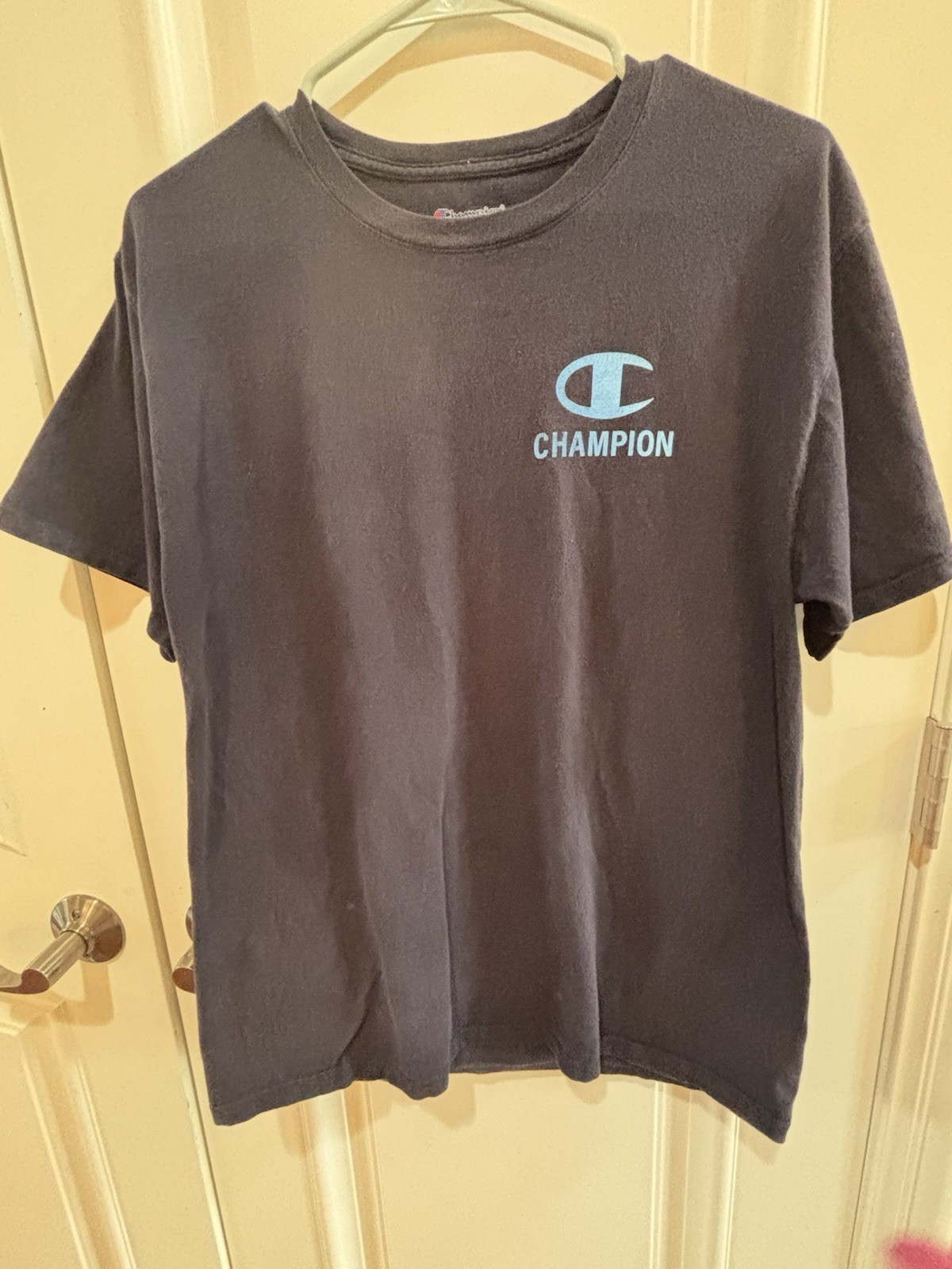 Champion Activewear Blue Short Sleeve Mens Size Medium 2 small stains as shown gallery