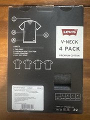 Levi’s V-Neck 4 Pack Premium Cotton Men’s T-Shirts Size S Boxed New/Sealed