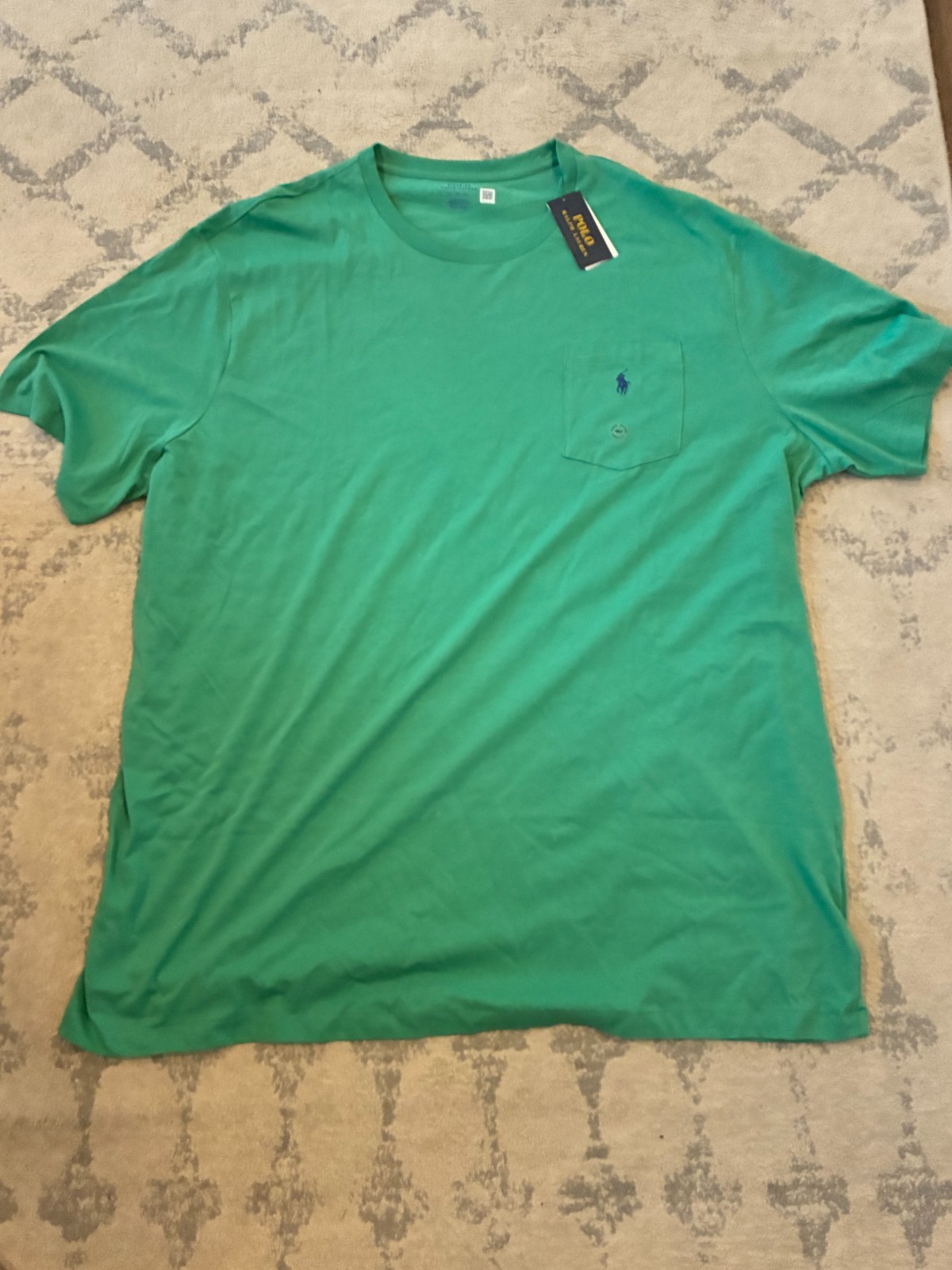 NWT Men's 4LT Polo Ralph Lauren Big & Tall Green Crew-Neck Pocket Shirt 4XL-T gallery