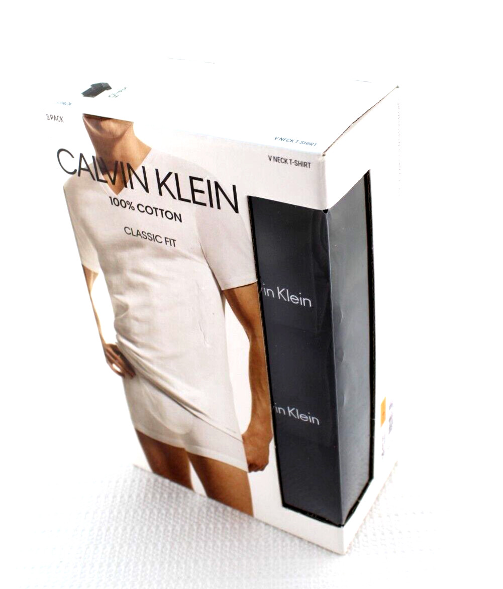 NWB CALVIN KLEIN S 34-36 Black 3-Pack 100% Cotton Stretch Men T-Shirts MSRP $42 gallery