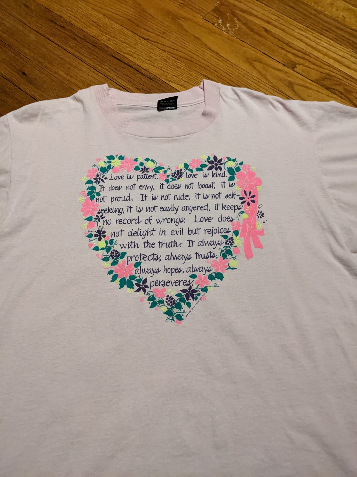 Vintage 90s Screen Stars Men's Pink Love Quotes T-shirt sz XL gallery