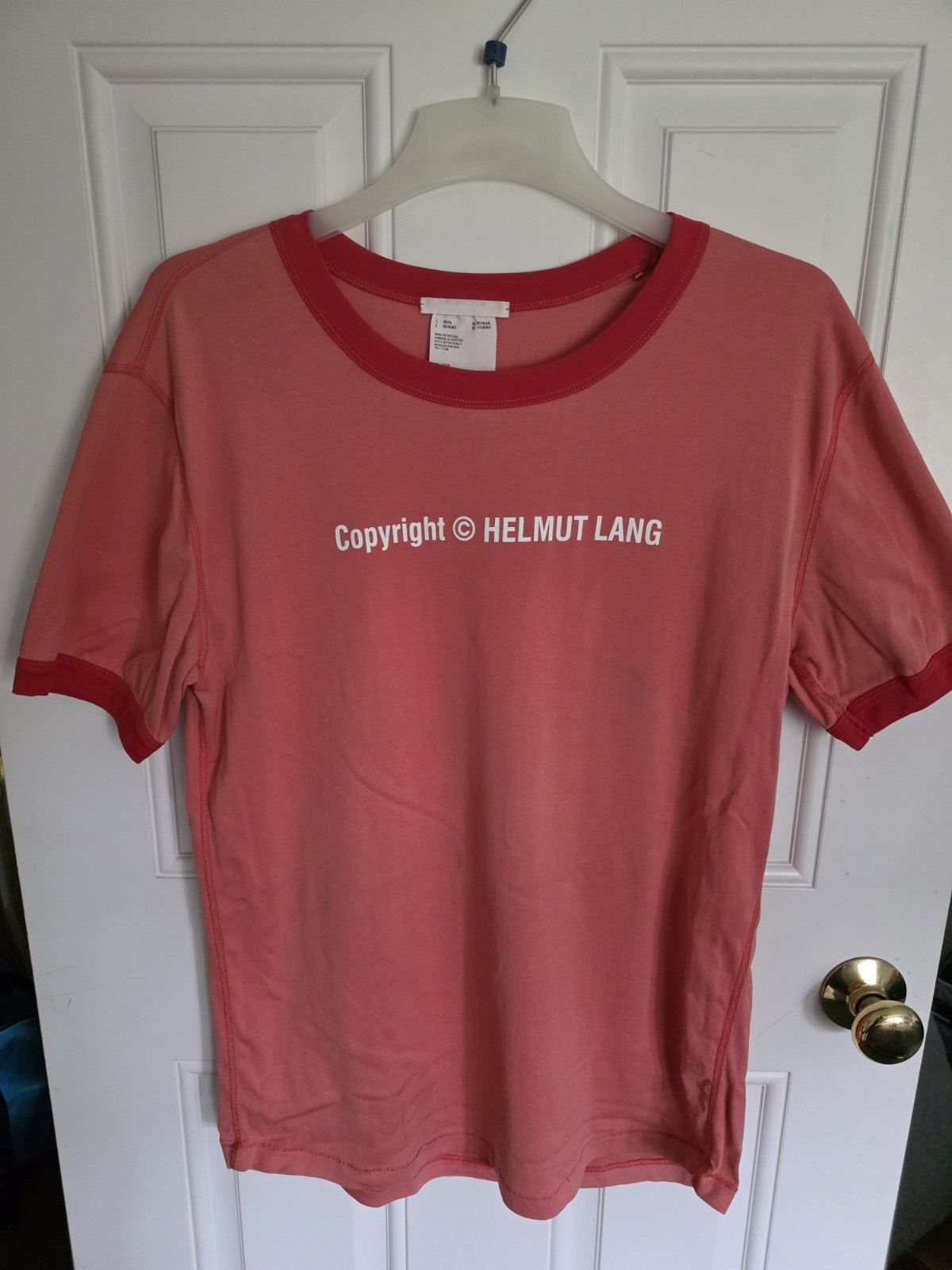 RARE Helmut Lang Copyright Logo Vintage Pink T-Shirt Hysteric Glamour Vibe