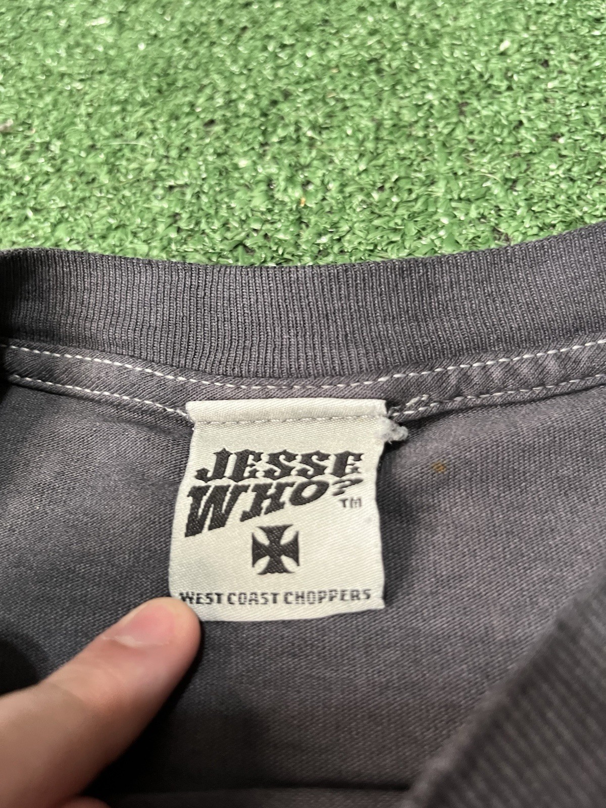 90s Jesse who west coast choppers flame sleeve size L tshirt with distressing gallery