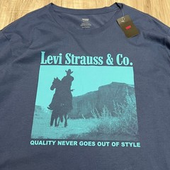 Levi’s Men’s Size 2XL Long Sleeve Tee Blue Western Graphic Cowboy Mesa Relaxed